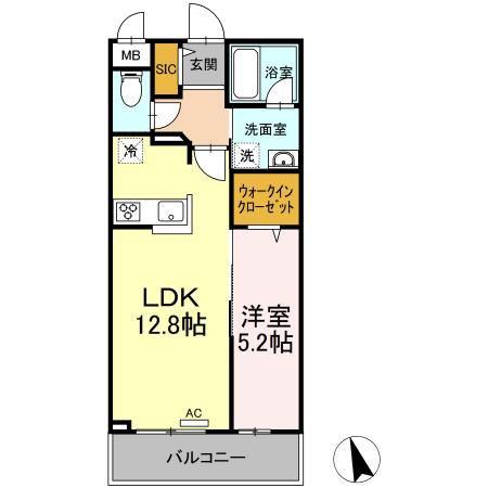 ニシコービルディング門司(1LDK/5階)の間取り写真