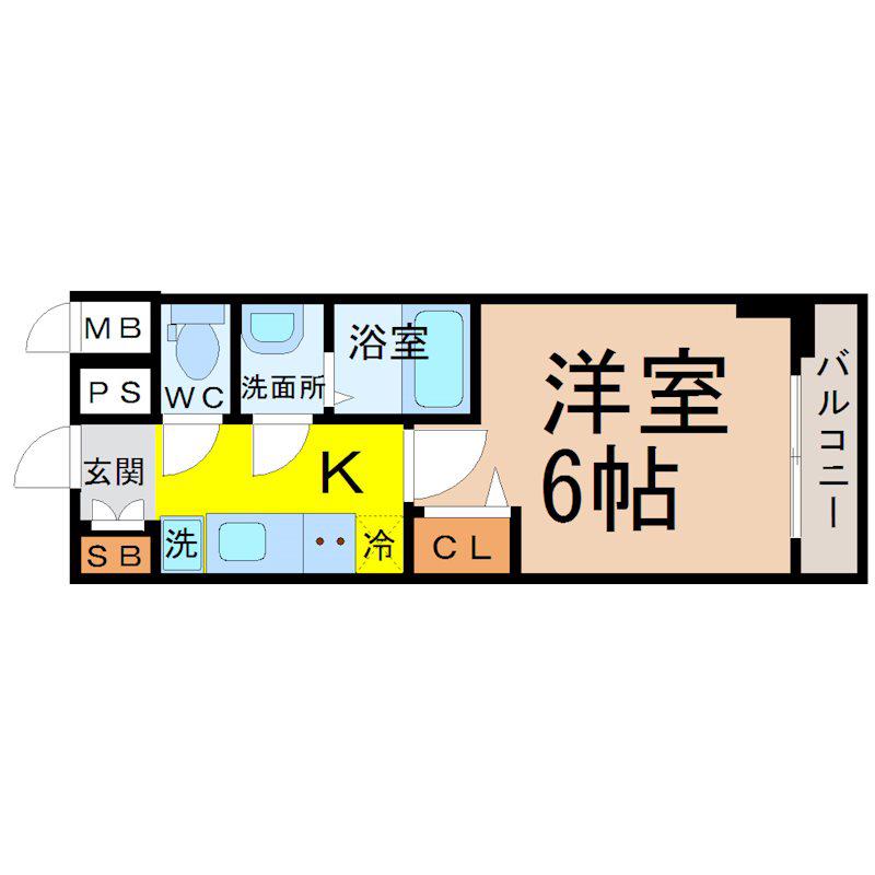 プレサンス名古屋幅下ファビュラス(1K/7階)の間取り写真
