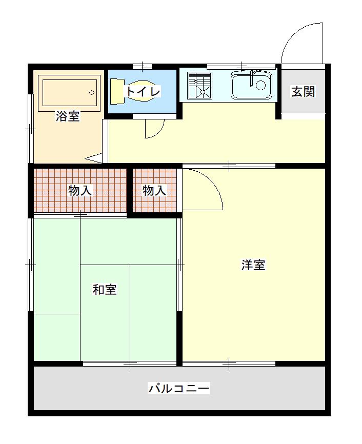 サニーハイツ(2K/1階)の間取り写真