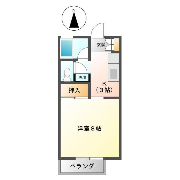 ハイツエクセル(1K/2階)の間取り写真