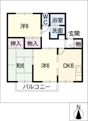 ファミール高畑(3DK/1階)の間取り写真