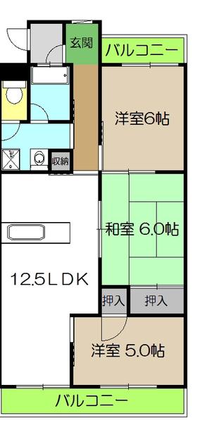 パークサイド高須II(3LDK/6階)の間取り写真