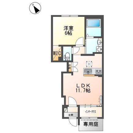シルフィード みらく(1LDK/1階)の間取り写真