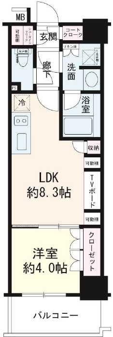 デュオステージ関内ツー(1LDK/10階)の間取り写真