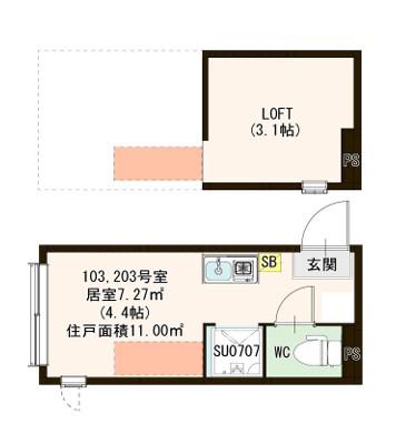 S.T RIVERSIDE(ワンルーム/2階)の間取り写真