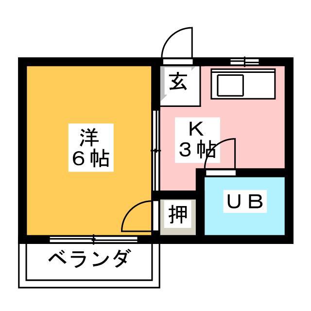 コーポジュノー(1K/1階)の間取り写真