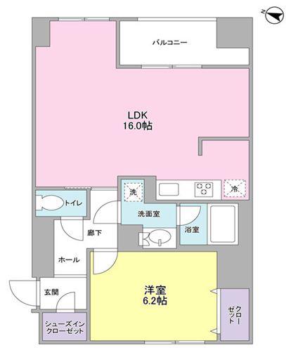 LA BELLE三越前(1LDK/6階)の間取り写真