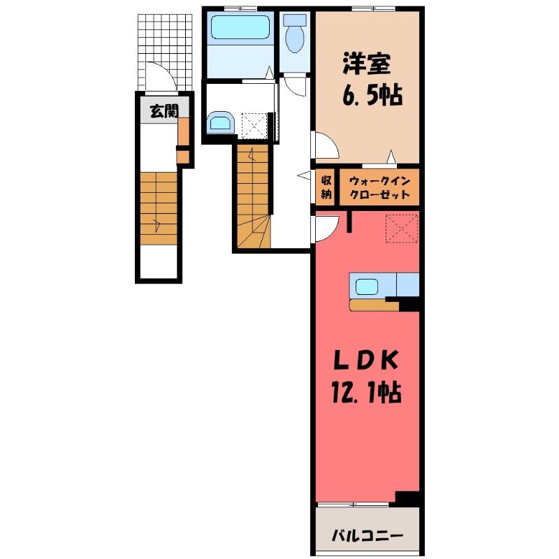 ウィステリア(1LDK/2階)の間取り写真