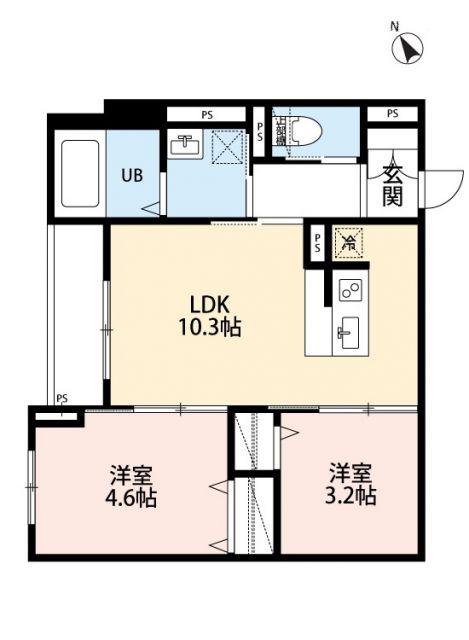 ROBOT HOME 矢部III(2LDK/2階)の間取り写真