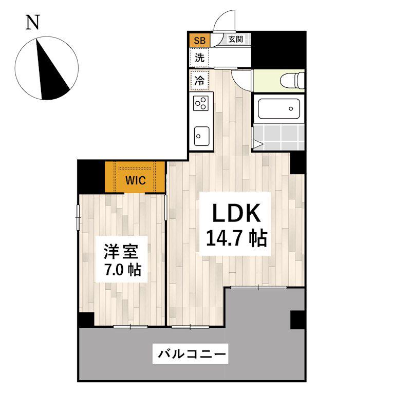 アプリーレ京町(1LDK/5階)の間取り写真