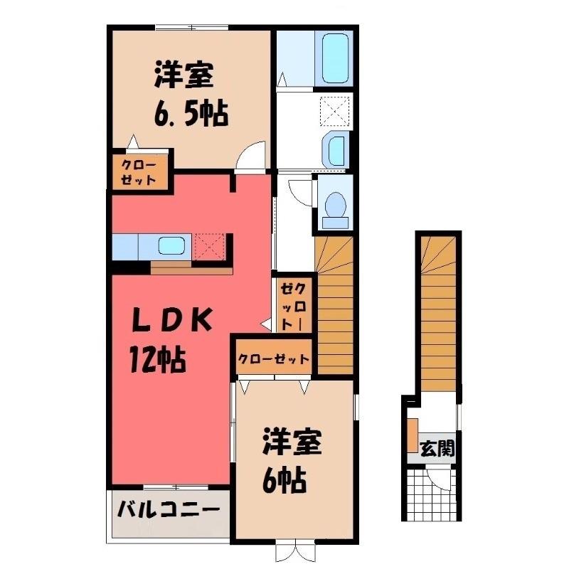 セレーノ(2LDK/2階)の間取り写真