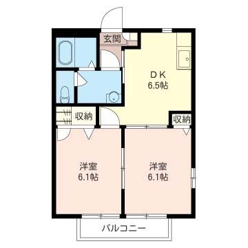 シャテロミサワ(2DK/2階)の間取り写真