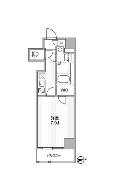 GRANDUO下北沢11(1K/6階)の間取り写真
