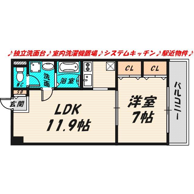 クレール(1LDK/2階)の間取り写真
