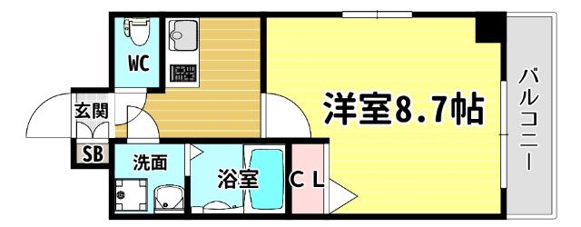 ジュネーゼグラン 弁天町(1K/8階)の間取り写真