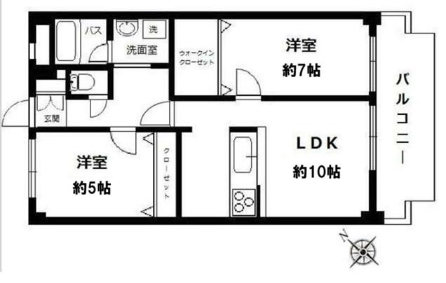 アルコム東山(2LDK/2階)の間取り写真