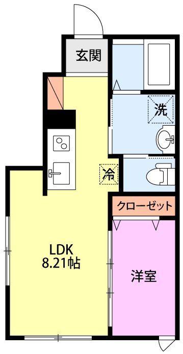TRY ONE(1LDK/1階)の間取り写真