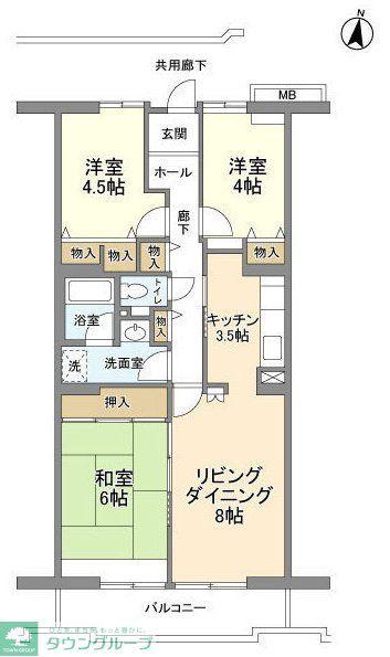 コーポレート中央林間2号棟(3LDK/6階)の間取り写真