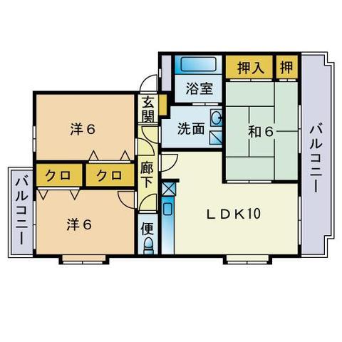 マリオンズII森(3LDK/1階)の間取り写真