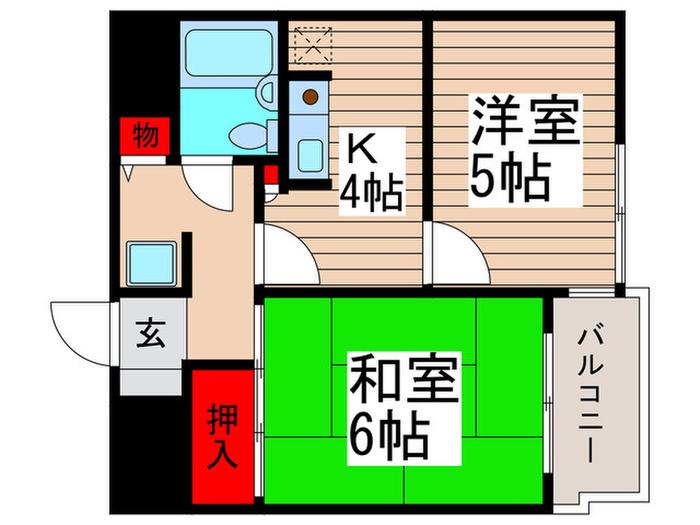 サリシャン市川(2K/2階)の間取り写真