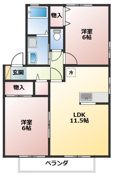 アネックス 南棟(2LDK/2階)の間取り写真
