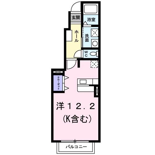 ベルコリーヌ(ワンルーム/1階)の間取り写真