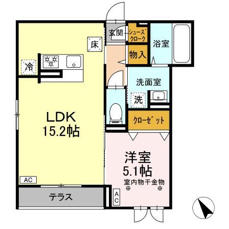 CLASSEUM連坊I(1LDK/2階)の間取り写真