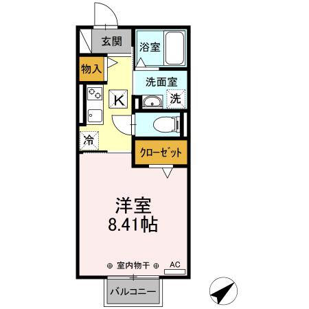 D-ROOM YH(1K/1階)の間取り写真