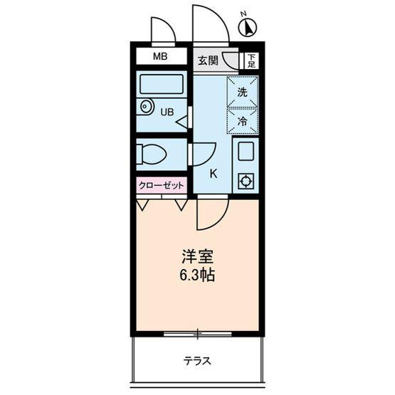 パルムドールハイム(1K/1階)の間取り写真