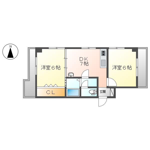 第7加藤ビル(2DK/2階)の間取り写真