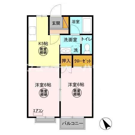 山木ハイツA(2K/2階)の間取り写真