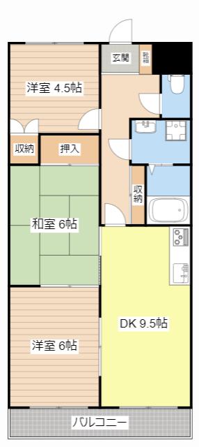エヴァークレストール(3DK/2階)の間取り写真