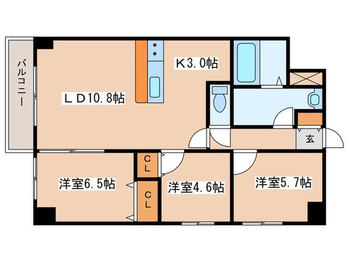 MODENA近代美術館(3LDK/9階)の間取り写真