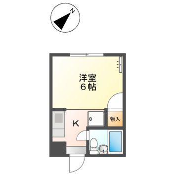 第一桜ハイツ(1K/2階)の間取り写真