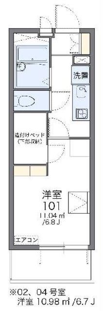 レオパレスサンモール(1K/2階)の間取り写真