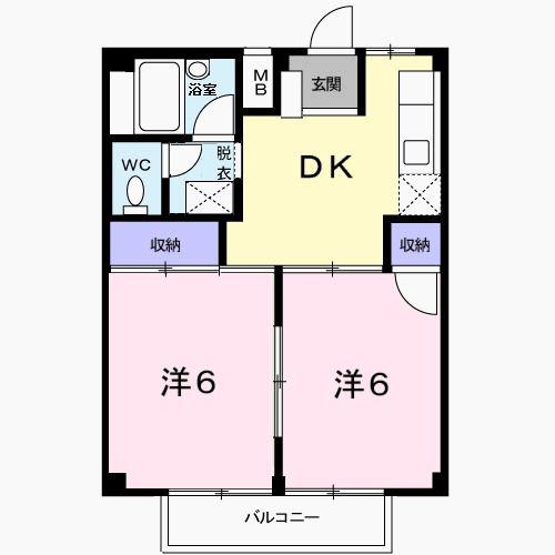 森谷コーポ(2DK/2階)の間取り写真
