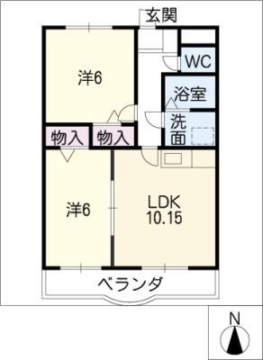ブランプリュムII(2LDK/2階)の間取り写真