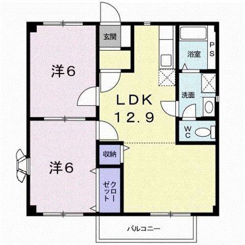 朝日ハイツA(2LDK/2階)の間取り写真