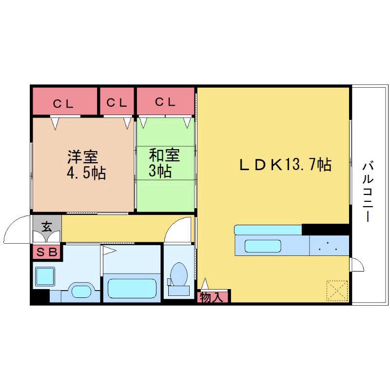 D-ROOMカトレア(2LDK/2階)の間取り写真