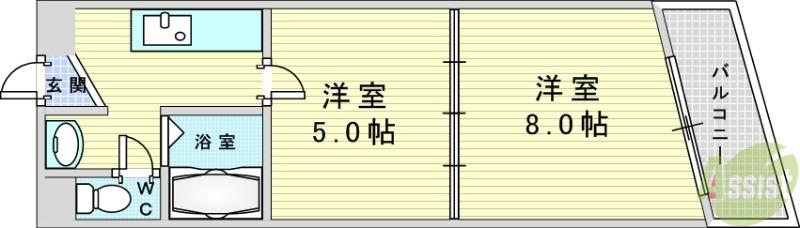 RIORA塚本Ⅱ(2K/4階)の間取り写真