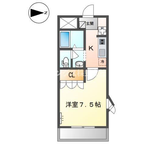 グリーンオアシス(1K/2階)の間取り写真