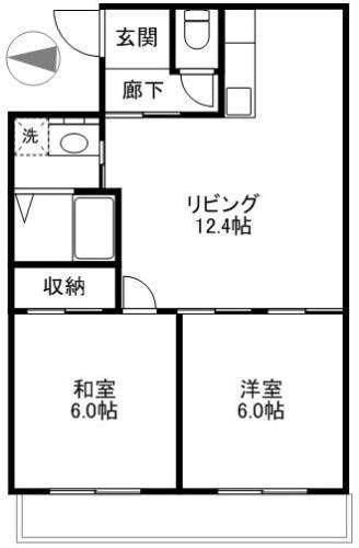 ブランルージュ相生(2LDK/3階)の間取り写真