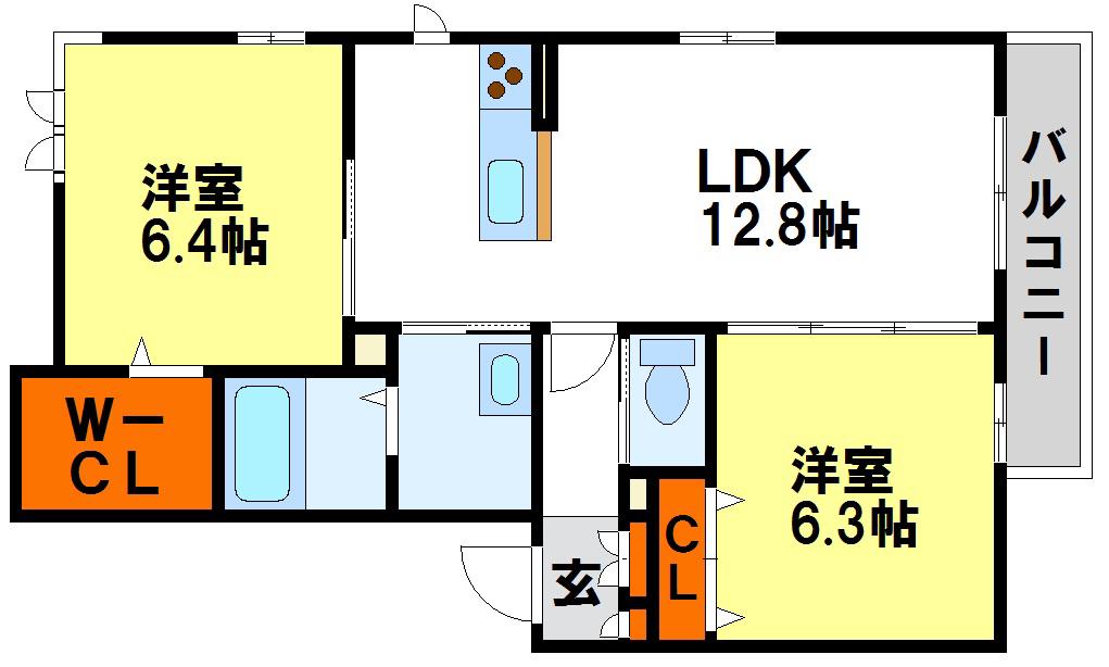 シュロス・べレオ(2LDK/3階)の間取り写真