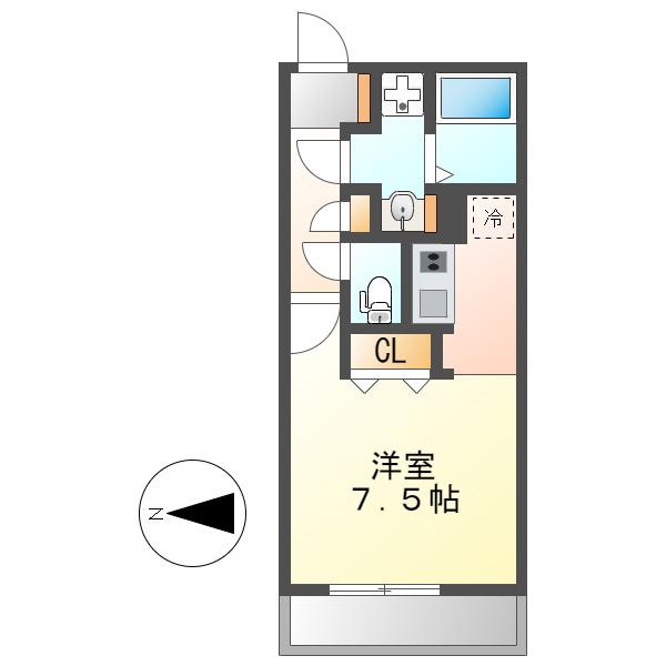 QUADOR名古屋駅(1K/1階)の間取り写真