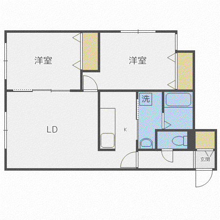 MODEST篠路(2LDK/1階)の間取り写真