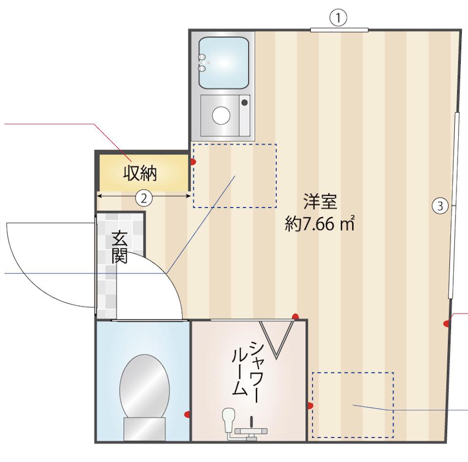 アーンベスト東新宿(ワンルーム/1階)の間取り写真
