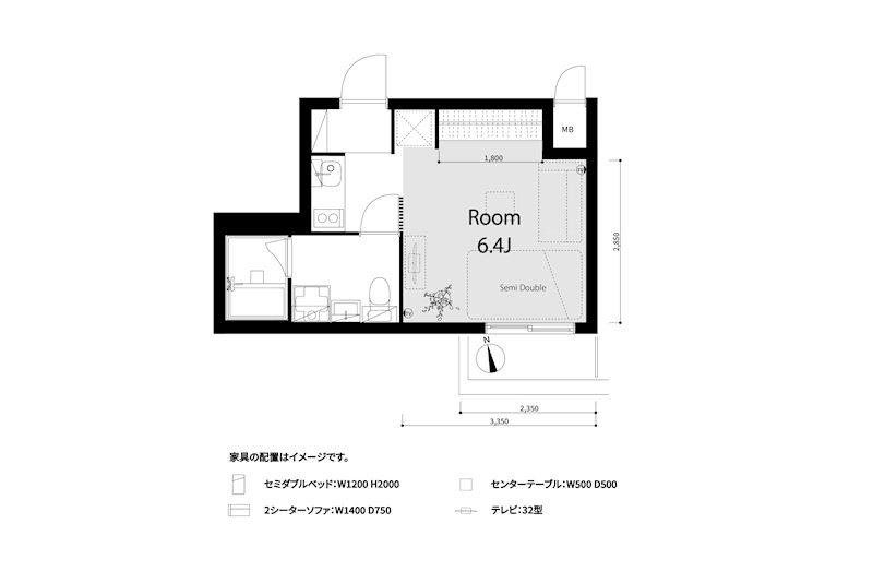 ラインビルド新宿御苑(ワンルーム/3階)の間取り写真