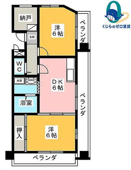 コスモハイツ SOHO可能物件(2DK/4階)の間取り写真
