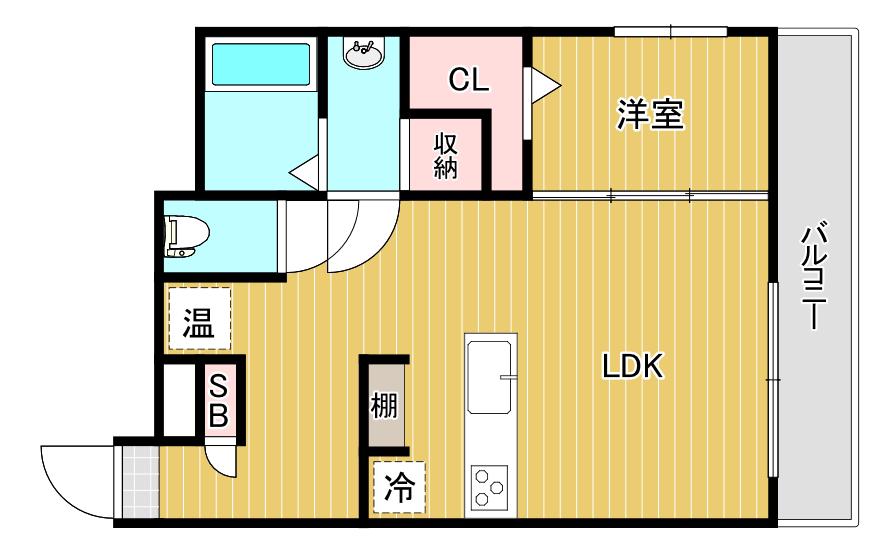 ヴェローナI(1LDK/6階)の間取り写真