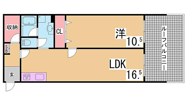 鈴蘭台ビレヂ(1LDK/4階)の間取り写真
